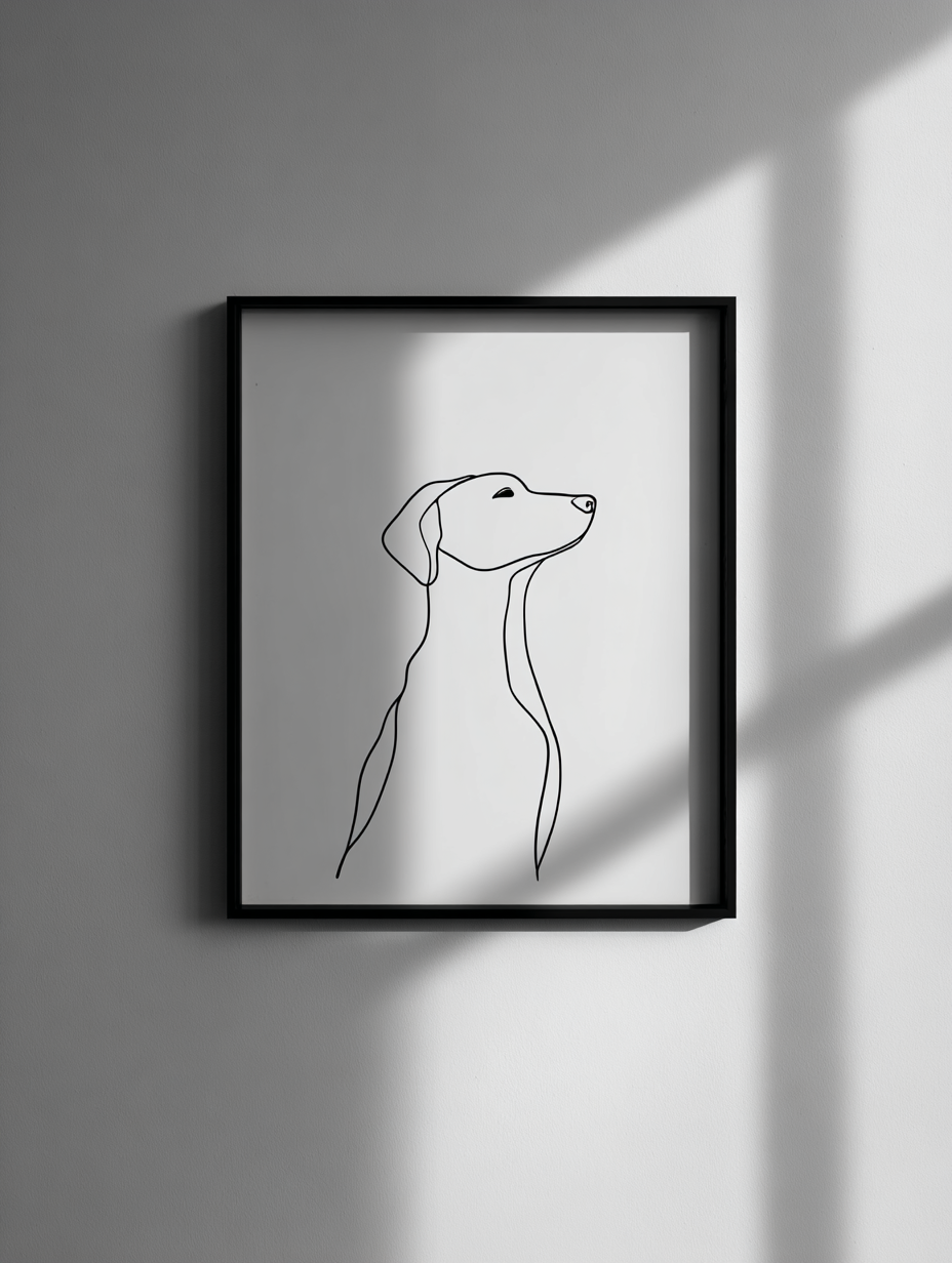 Custom Pet Silhouette: Luxury Framed Line Art