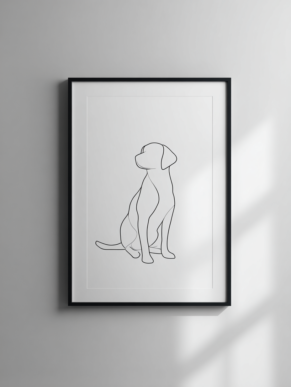 Custom Pet Silhouette: Luxury Framed Line Art