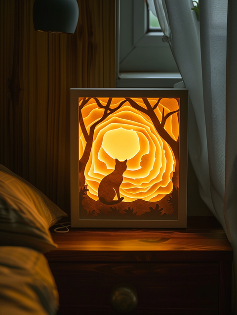 Custom Pet Silhouette Paper Cut Light Box