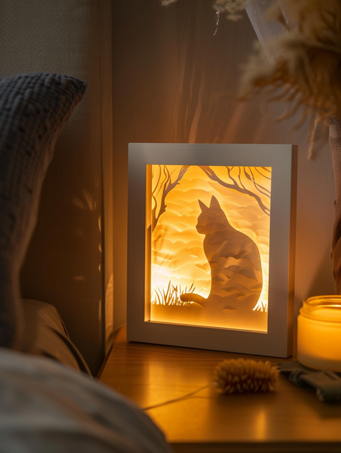 Custom Pet Silhouette Paper Cut Light Box